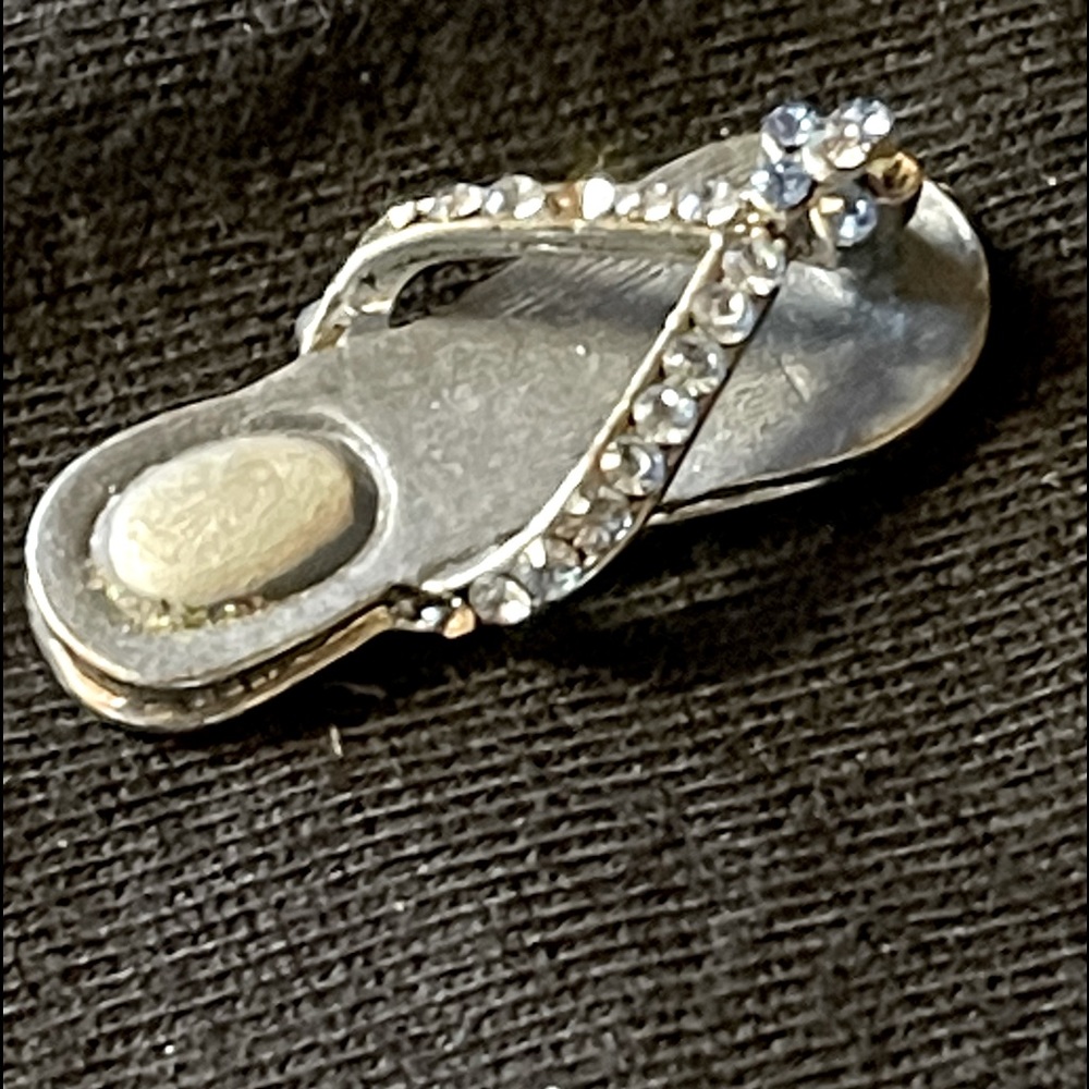 Silver Flip Flop Pendant w/ Gemstones